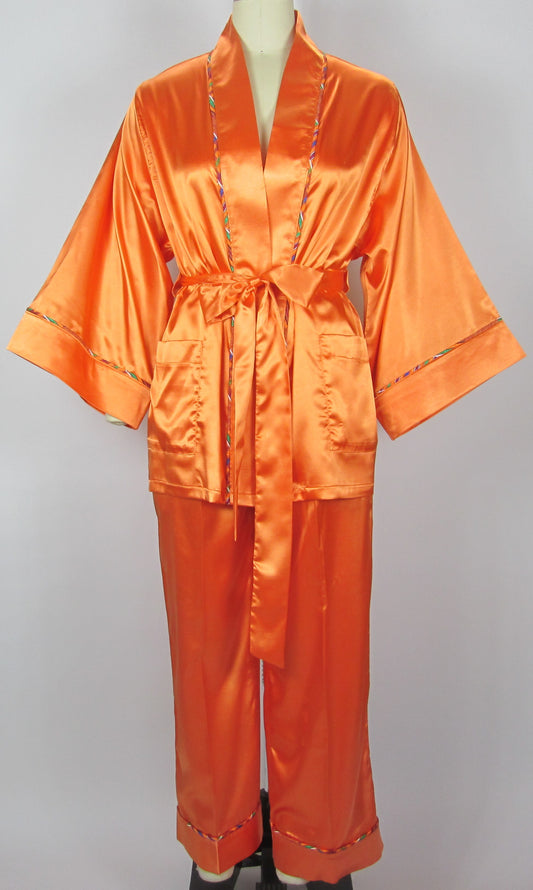 Orange Robe and Pant Set